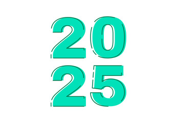 2025 Happy New Year Design Cyan Realistic Abstract Logo Symbol Vector Illustration