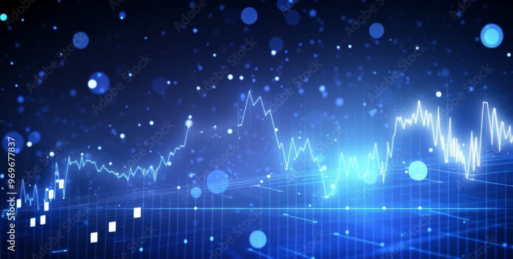Aufkleber digital background with trading charts featuring rising numbers and blurred bokeh . includes space f