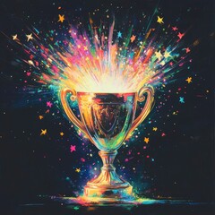 Golden Trophy with Starburst Explosion.