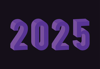 Happy New Year 2025 Abstract Purple 3D Realistic Elegant Design Logo Symbol Vector Illustration