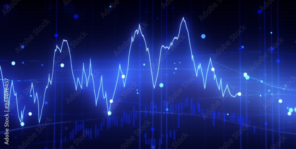 Aufkleber digital background with trading charts featuring rising numbers and blurred bokeh . includes space f
