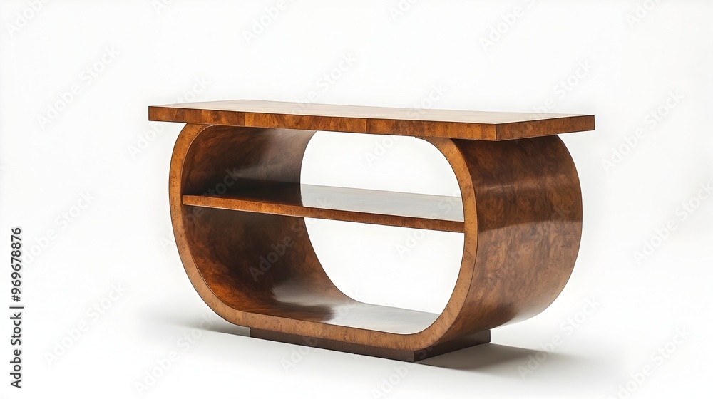Aufkleber sleek and minimalist console table with open shelf design isolated on a white background for home of