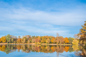 Ingolstadt, Auwaldsee, beautiful summer view in the park by the lake