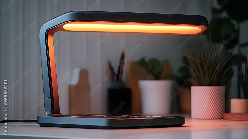 Poster sleek and minimalist led desk lamp with intuitive touch control designed for optimized lighting in m