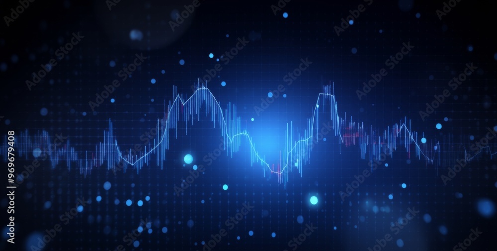 Leinwandbilder digital background with trading charts featuring rising numbers and blurred bokeh . includes space f