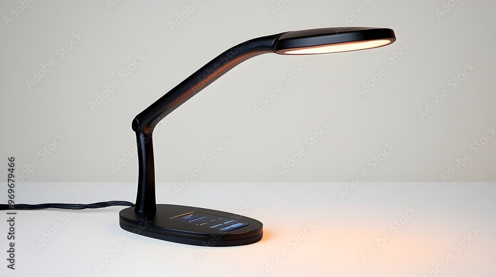 Poster sleek and minimalist led desk lamp with touch sensitive control panel designed for optimal lighting 