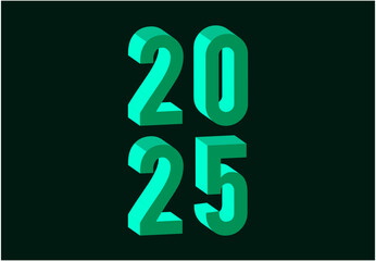 Happy New Year 2025 Abstract Green 3D Realistic Elegant Design Logo Symbol Vector Illustration