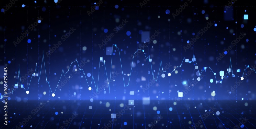 Aufkleber digital background with trading charts featuring rising numbers and blurred bokeh . includes space f