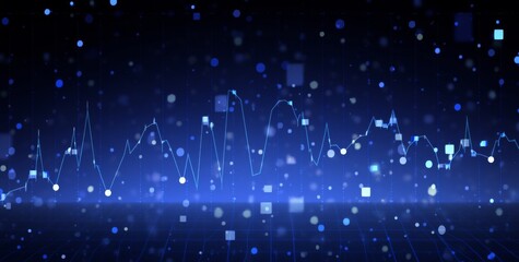 Digital Background with Trading Charts Featuring Rising Numbers and Blurred bokeh . Includes Space for Additional Graphics or Images.

