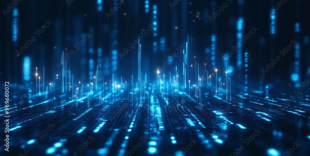 Leinwandbilder digital background with trading charts featuring rising numbers and blurred bokeh . includes space f