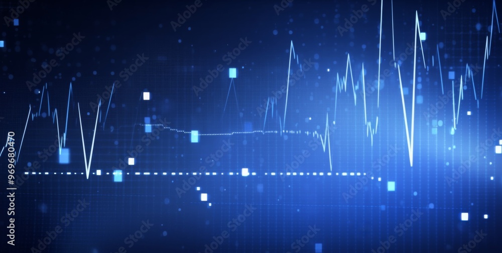 Aufkleber digital background with trading charts featuring rising numbers and blurred bokeh . includes space f