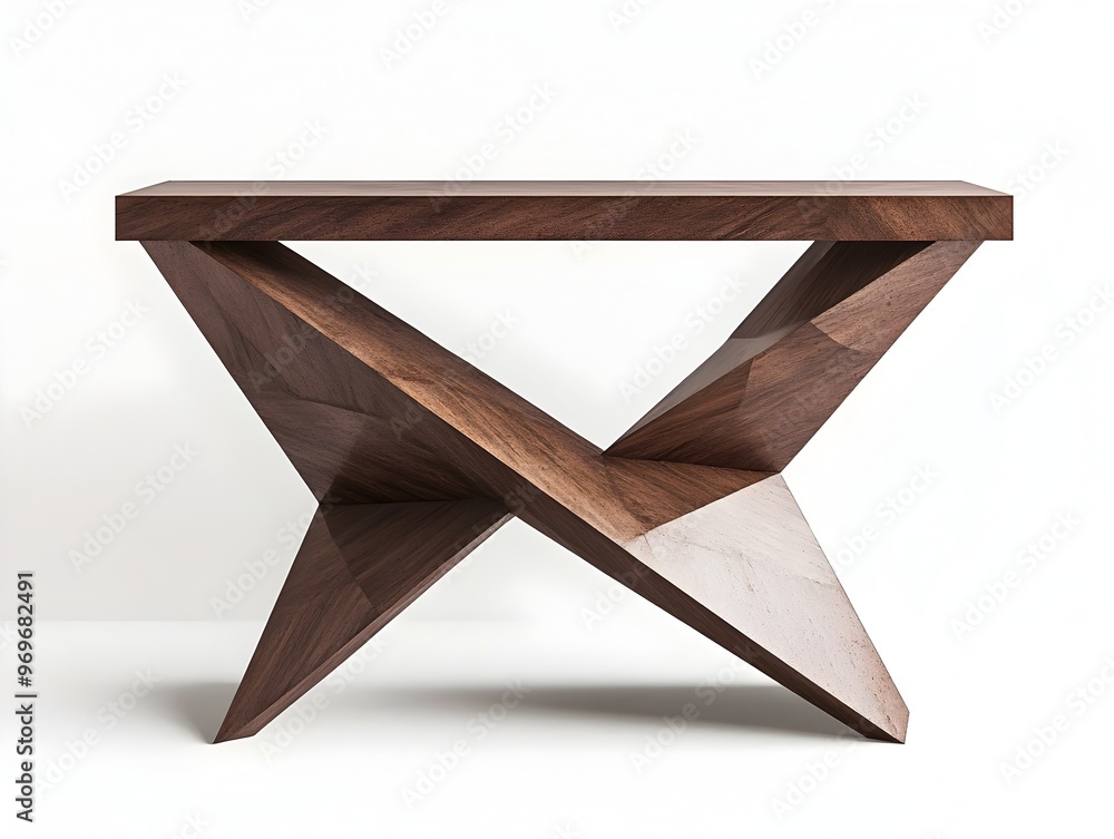 Poster sleek and stylish modern console table with geometric lines and design isolated on a clean white bac