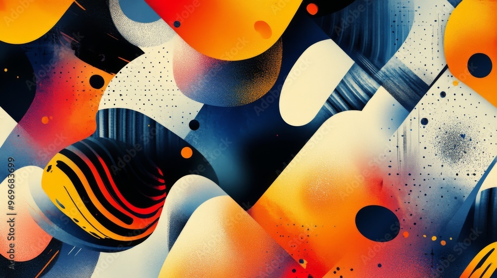 Leinwandbilder detailed view of a digital graphic with overlapping shapes and vibrant colors, creating a sense of d