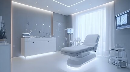 Cutting-Edge Telemedicine Consultation Room with Intuitive Interfaces and Calming Ambiance