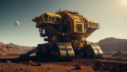 Giant mining machinery on an extrasolar planet.