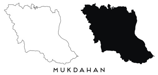 Mukdahan map outline and black silhouette vector