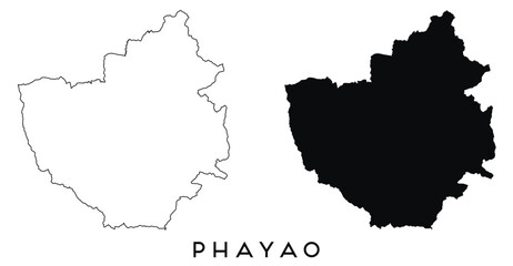 Phayao map outline and black silhouette vector