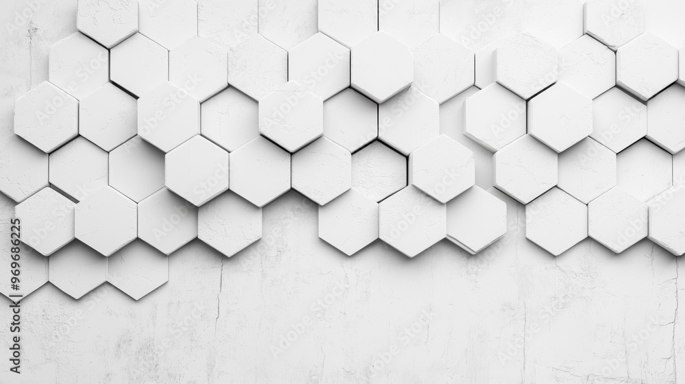 Poster modern white hexagonal wall pattern design for interior decor and background with matte finish evoki