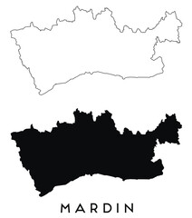 Fototapeta premium Mardin map outline and black silhouette vector