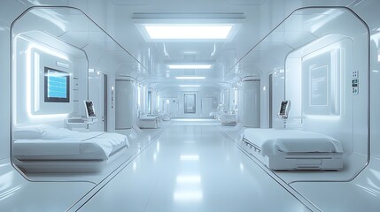 Pristine Hospital Ward with Advanced Medical Equipment and Gleaming Interiors