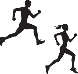 runner silhouette design vector art illustration