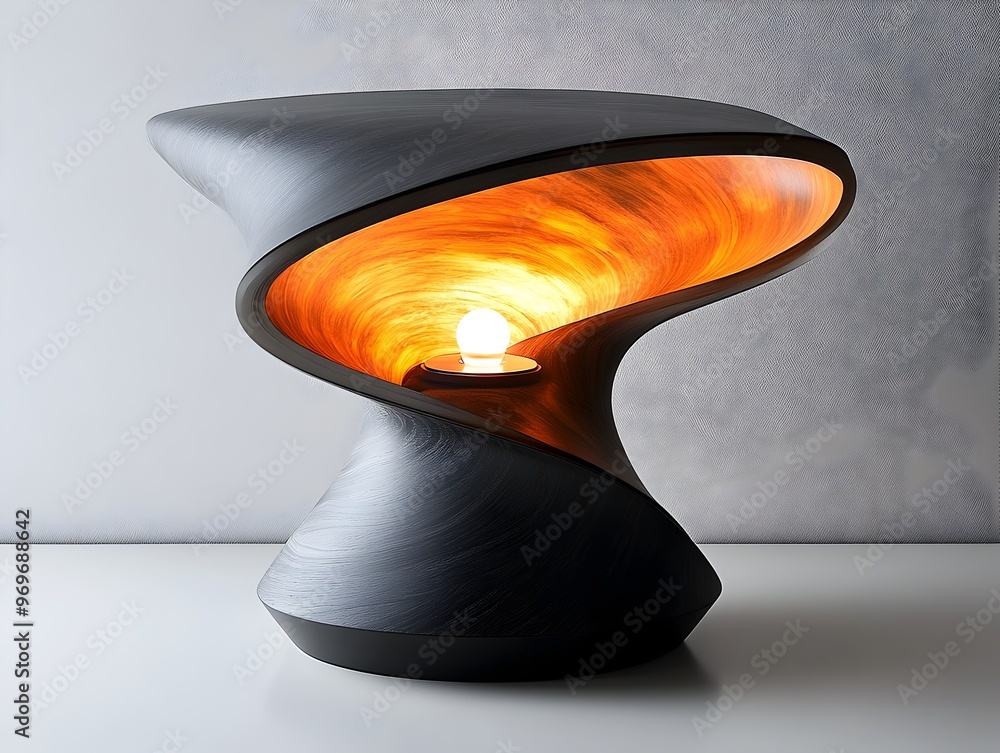 Poster striking modern table lamp with a dual light source that creates a mesmerizing gradient glow and scu