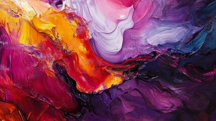 Detailed view of an abstract background with a mix of vibrant colors and fluid brushstrokes, capturing an artistic and dynamic visual movement.