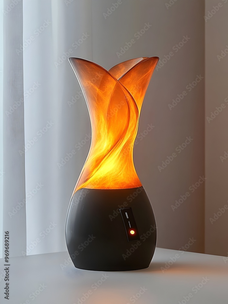 Poster stylish and functional bedside lamp with advanced dimmer switch isolated on a clean white background
