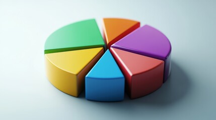 Obraz premium High-definition image of a 3D pie chart in a corporate setting, with clear, labeled segments and a professional, clean design to convey business data effectively