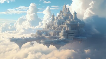Fototapeta premium Abstract kingdom of heaven. Palace in the sky