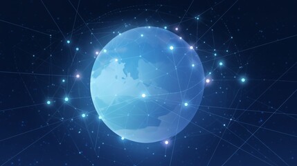 Obraz premium Digital Illustration of Earth with Global Network Connections, Symbolizing International Connectivity and Cross-Border Trading.