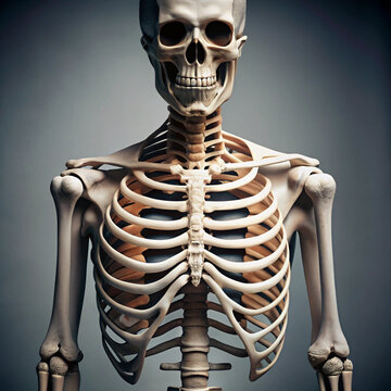 Skeleton torso with detailed ribs for anatomy or Halloween decor