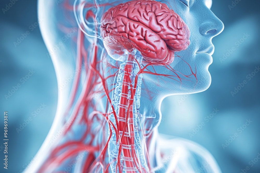 Fototapete neurogenetic pathway brain mapping holographic field myelin sheath and neurofeedback anatomical rend