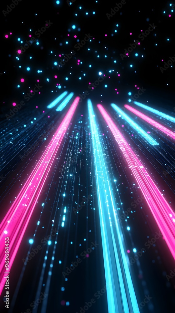 Aufkleber vibrant abstract arrow speed motion light effect with glowing blue and pink trails against a dark ba