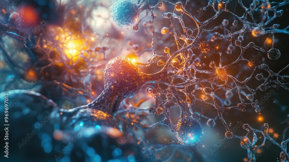 Poster this artwork depicts biochemical pathways showcasing how cells interact and communicate through comp