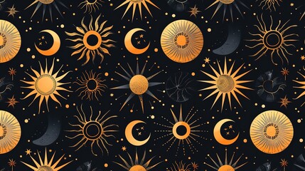 Sun pattern seamless wallpaper