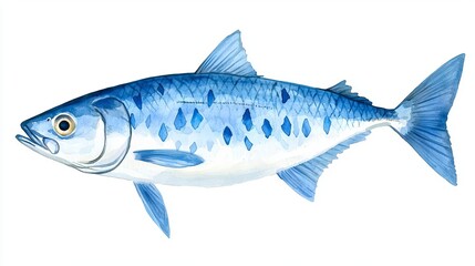 Fototapeta premium A beautifully detailed illustration of a blue fish showcasing vibrant colors and patterns, perfect for aquatic themes.