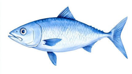 Fototapeta premium Detailed illustration of a blue fish showcasing realistic features and vibrant colors, perfect for marine life projects.