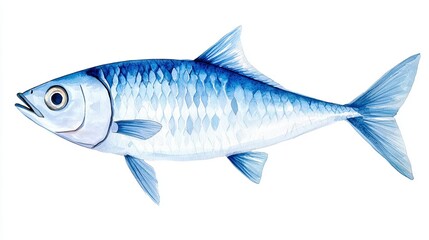 Fototapeta premium Vibrant illustration of a fish showcasing detailed scales and fins, ideal for food and marine-themed projects.