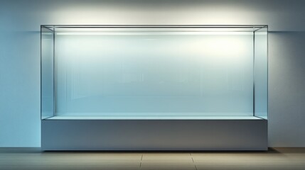 Empty Glass Display Case with Spotlight.