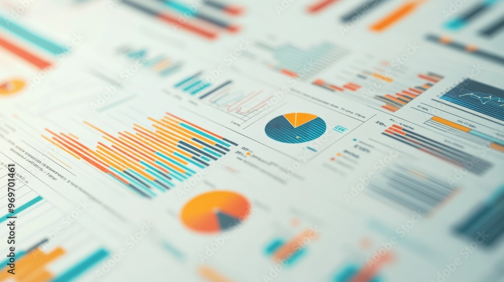 Poster high-resolution close-up of a complex infographic with charts, icons, and data visualizations, empha
