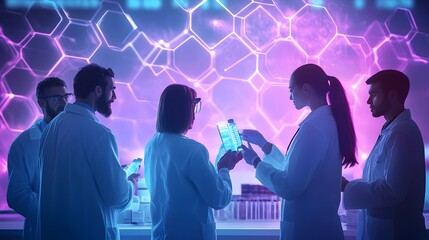 Vibrant and Innovative Healthcare Team Collaborating on Breakthrough Medical Treatments in State-of-the-Art Laboratory