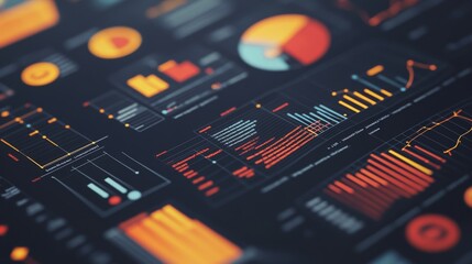 High-resolution close-up of a complex infographic with charts, icons, and data visualizations, emphasizing clarity and design for business presentations.