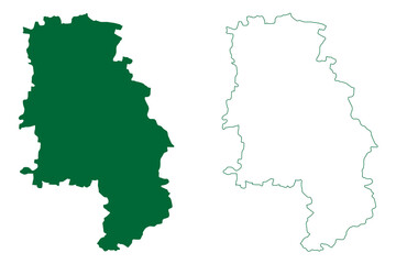 Obraz premium Durg district (Chhattisgarh State, division, Republic of India) map vector illustration, scribble sketch Durg map