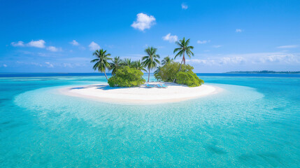 tropical paradise with palm trees white sand