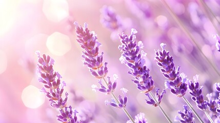 Obraz premium Close-up of vibrant lavender blooms, showcasing intricate details and textures against a soft background