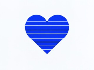 A blue striped heart icon on a white background, symbolizing love and affection