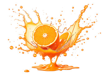 splash of orange juice.puddle of orange isolated on transparent background,Perfect high-quality image for design top view.
