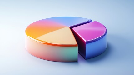 Fototapeta premium High-resolution image of a 3D pie chart with gradient colors and glossy finish, presenting data with a polished and eye-catching appearance.