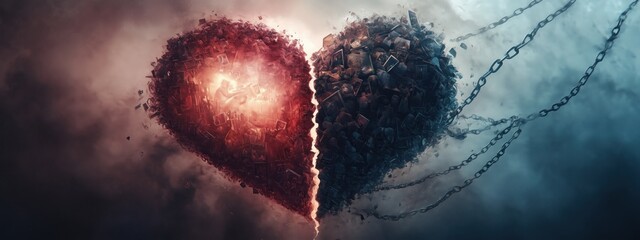 Heart couple up broken love breaking divorce break torn collage leaving ex. Couple heart broken up love breaking divorce torn break collage leaving background girl young lover man red relationship.